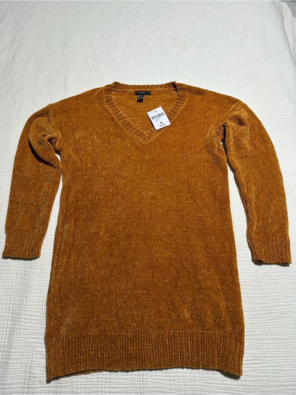 NWT Forever 21 Amber Yellow Knit Sweater Dress